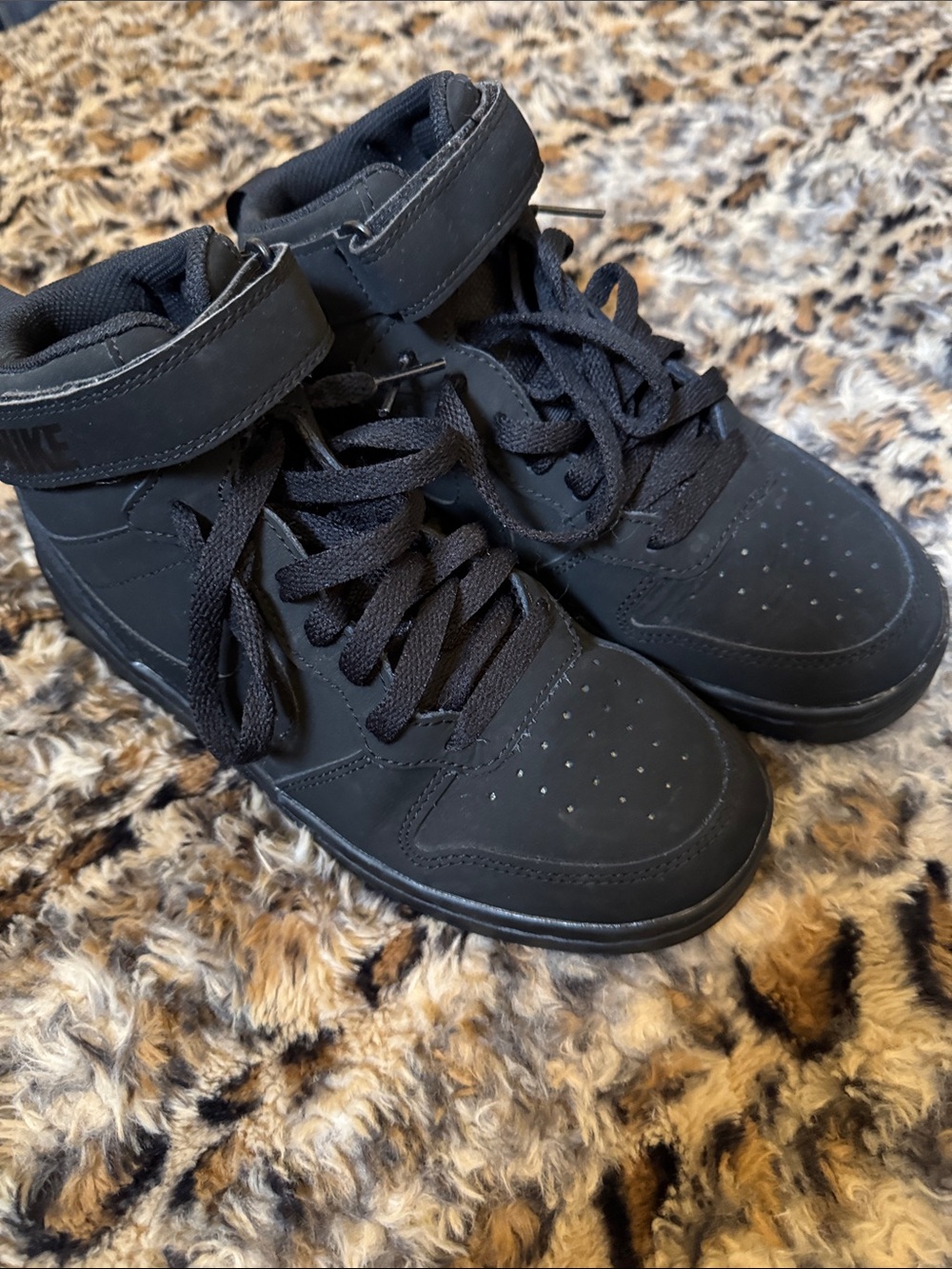 Nike Kids Black High-Top Sneakers with Strap